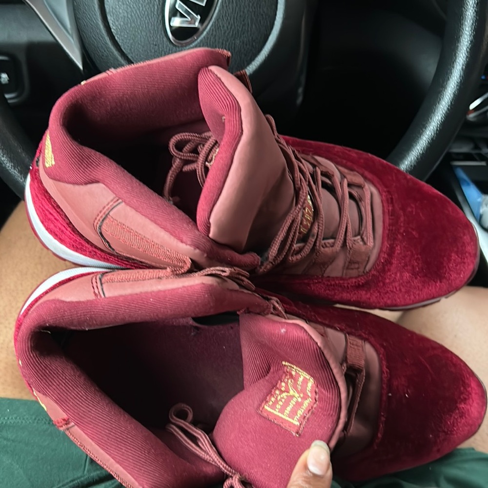 TRADE WOMENS SIZE 10 RED SUEDE JORDANS FOR MENS SIZE 11 JORDANS ANY! OBO